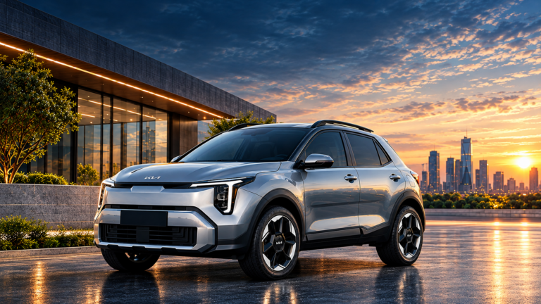 Silver Electric SUV at Sunset Showroom